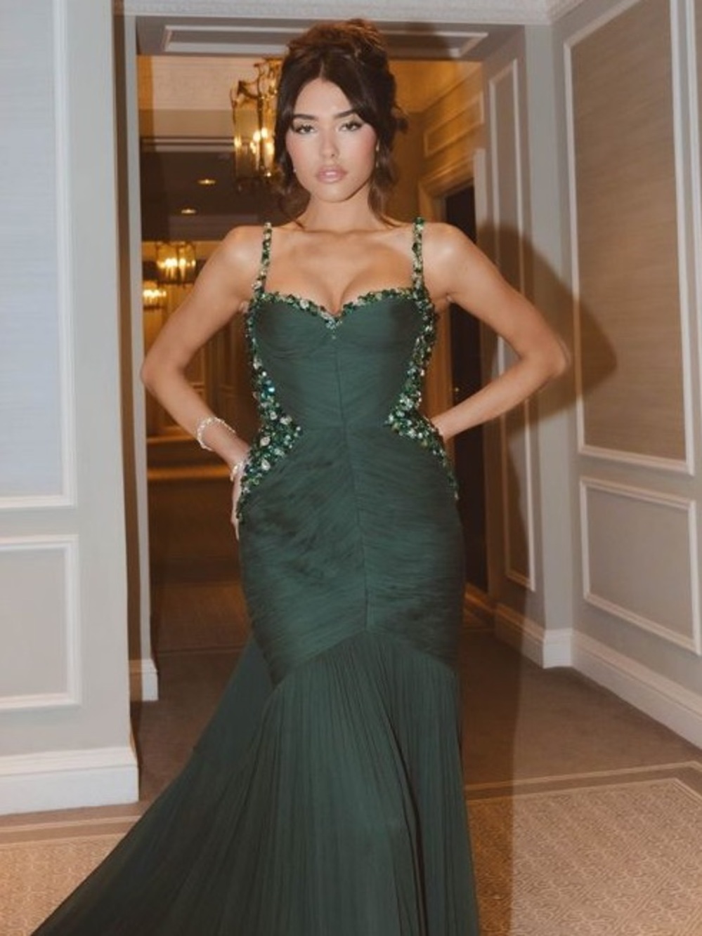 Emerald Green Beaded Sweetheart Mermaid Gown